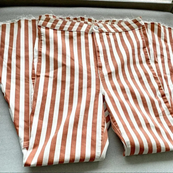 NWT Free People Just Float On Pants Jeans Flare Bell Bottoms Rust Stripe 30 - Picture 7 of 12